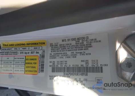 2018 Ford Fusion Se from USA, damaged, VIN 3FA6P0HD9JR148958
